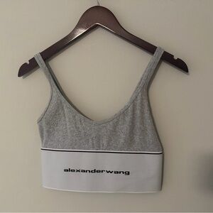 Alexander Wang Grey & White Logo Crop Bralette